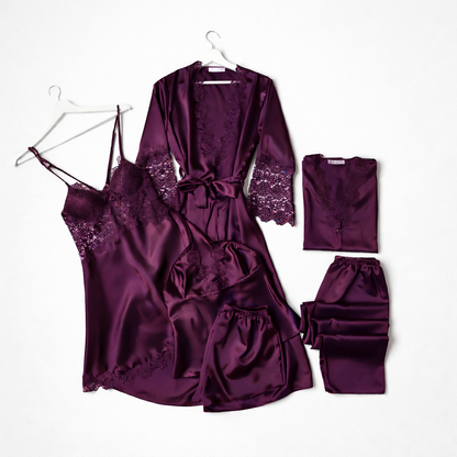6 Piece Luxury Silk Nightwear Set