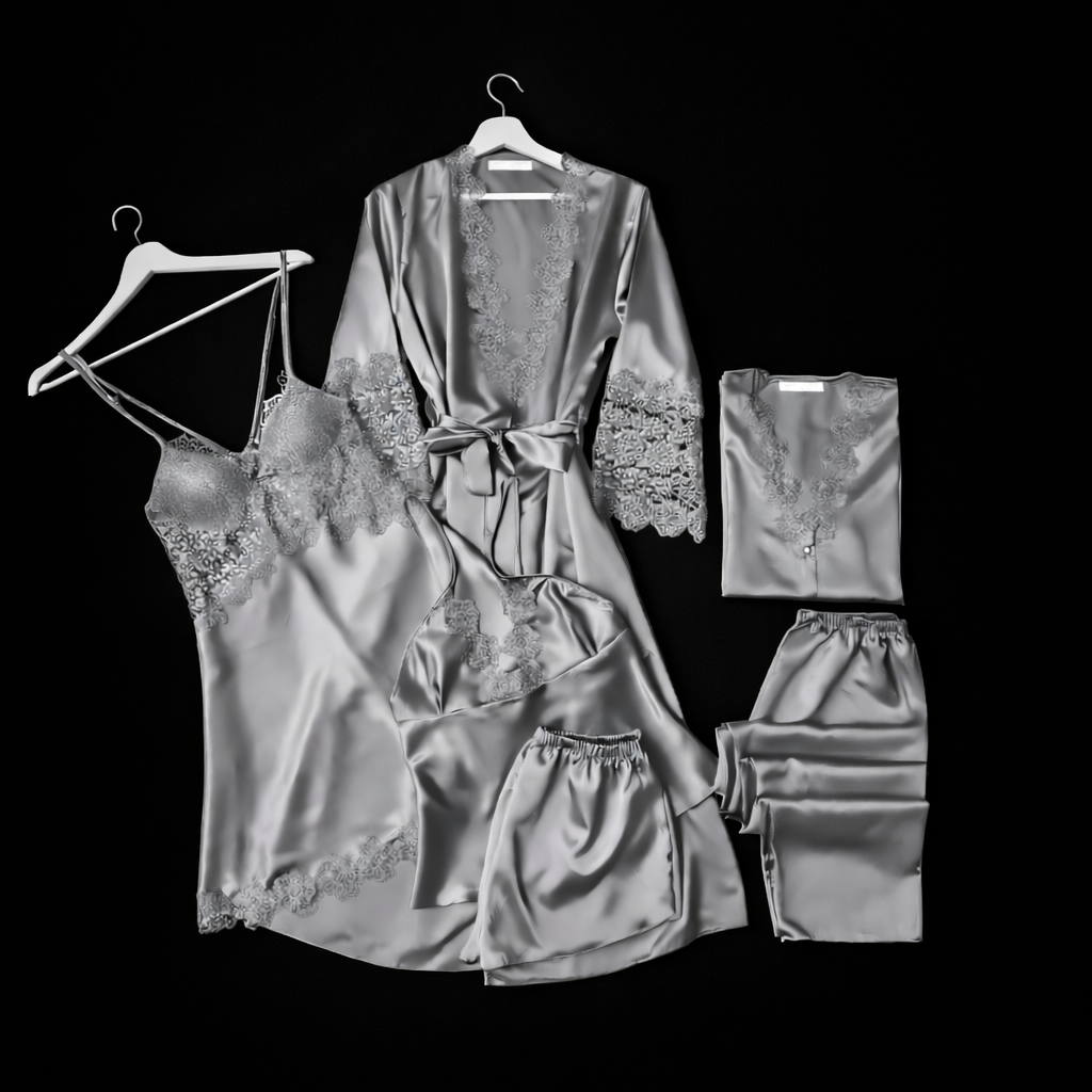 6 Piece Luxury Silk Nightwear Set