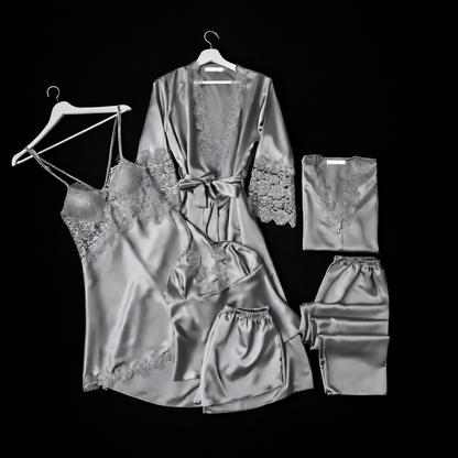 6 Piece Luxury Silk Nightwear Set